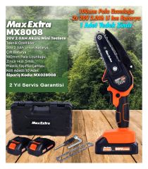 Max-Extra MX8008 20 V 2.0 Ah Şarjlı Çift Akülü Mini Dal Budama Testeresi