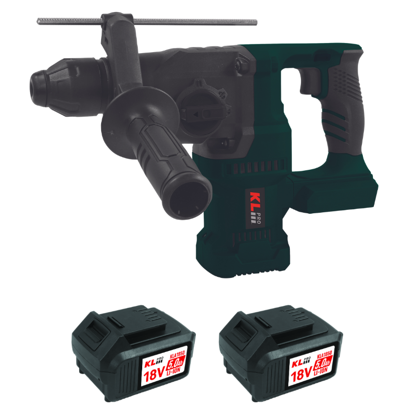 Klpro KLPM18BH-50 18V/5.0Ah. 2.8J Kömürsüz Çift Akülü Pnömatik Matkap Kırıcı/Delici