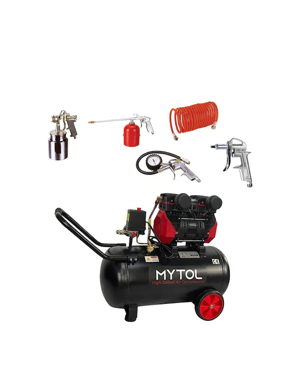 Mytol 50 Lt 1,5 Hp Yuksek Hızlı Sessız Kompresor 5'Lı Boya Tabanca Seti