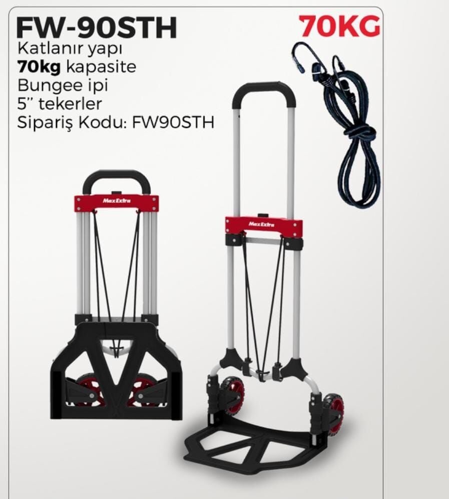 max extra FW-90STH 70 kg Çok Fonksiyonlu Katlanır El Arabası