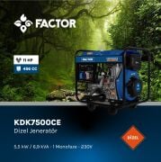 Factor KDK7500CE Dizel Jeneratör 6,9 kWA Marşlı Monofaze