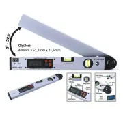 BTS 12471 Dijital Açı Ölçerli Su Terazisi 2 Sulu Marangoz Gönye 16''/40 Cm