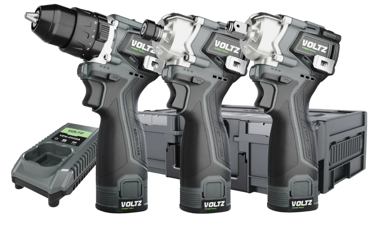 VOLTZ Akülü 3 Lü Set Vidalama Somun Sökme Tornavida 16.8 Volt Çift Akülü VZ16-3KIT